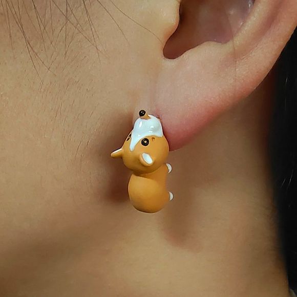 Women Girls Teens Kids Fashion Cute Cartoon Animal Bite Earrings - Picture 3 of 4